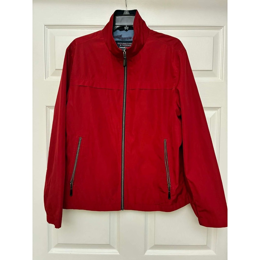 Roundtree & Yorke TravelSmart Jacket Men M Red Water Resistant Lightweight Zip